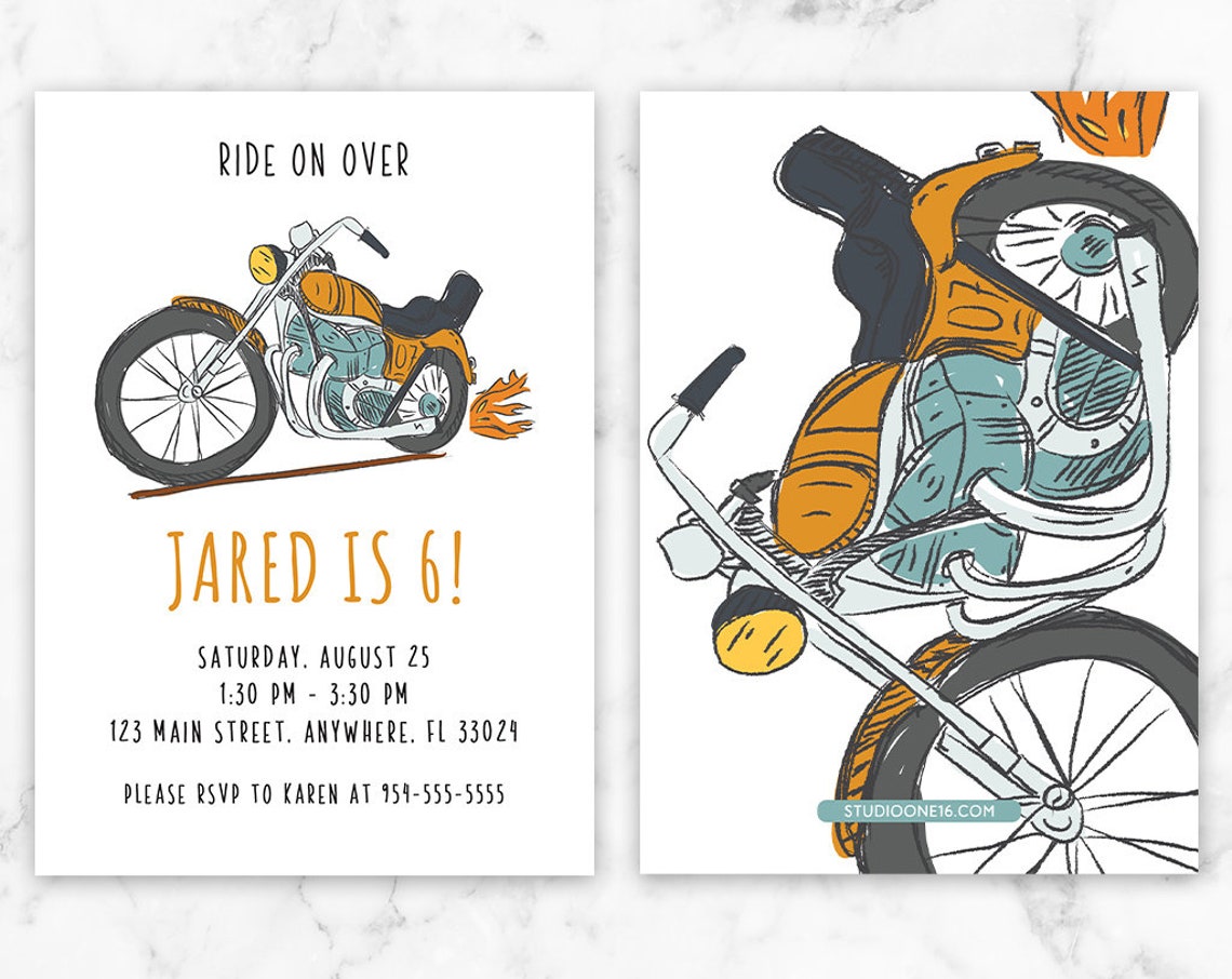 Motorcycle Birthday Invitation Motorcycle Invite Motorcycle | Etsy