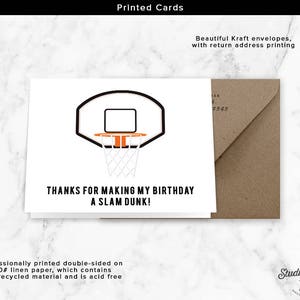 Basketball Party Thank You Card, Basketball Printable, Party Printable ...