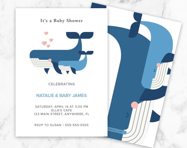 Whale Invitation It/'s a Boy Invite Baby Whale Invitation Whale Baby Shower Invitation Whale Invite Baby Sprinkle Baby Whale Invite