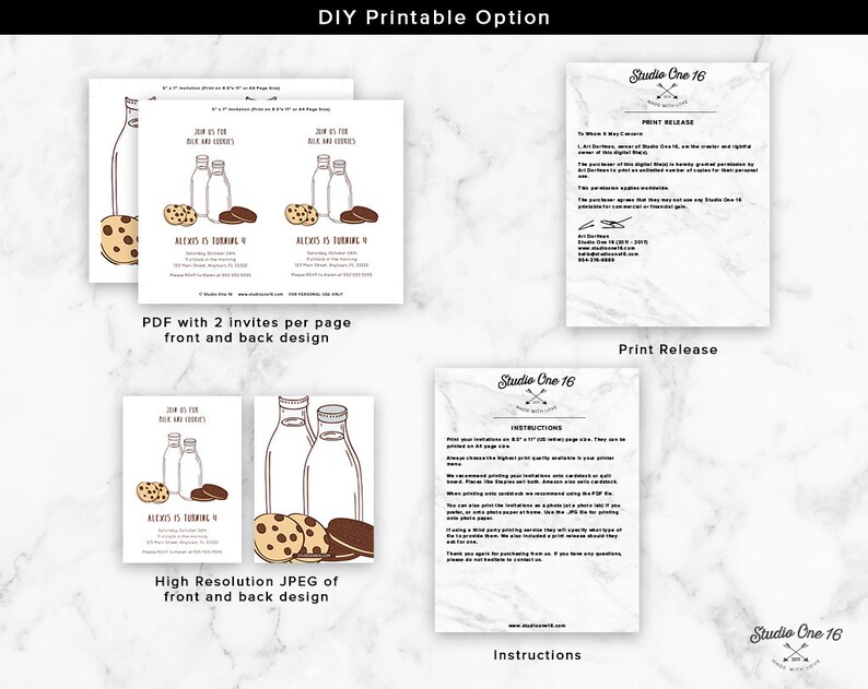 Milk and Cookies Invitation Milk and Cookies Birthday Milk Etsy