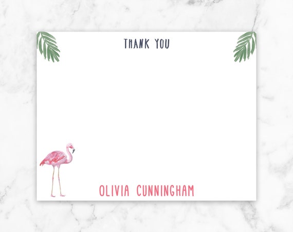 Flamingo Stationery Flamingo Note Cards Thank You Cards Personalized Flat Cards Birthday Personalized Gift Idea Pink Flamingo Stationary