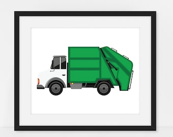 Green Garbage Truck Print, Garbage Truck Printable, Recycle Truck Print, Garbage Truck Wall Art, Garbage Truck Decor, Garbage Truck Party
