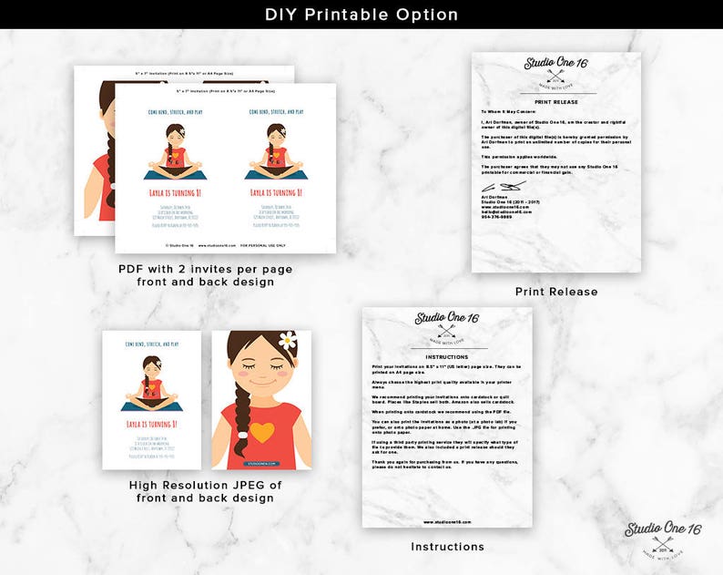 Yoga Birthday Invitation Yoga Invitation Yoga Party Invite | Etsy