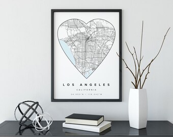 Los Angeles Map, LA Map, Los Angeles Heart Map, Los Angeles Poster, Los Angeles Print, Los Angeles Modern Map, la Print, love los angeles