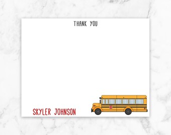 Bus Thank You Card, Bus Note Card, Bus Stationary, Kids Note Card, Personalized Note Card, Bus Card, School Bus Card, School Bus Birthday