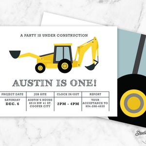 Construction Birthday Invitation, Construction Invitation, Dump Truck Invitation, Construction Party, Construction Invite, Bulldozer, CS01