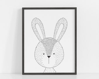 Rabbit Nursery Print, Rabbit Wall Art, Minimalist Nursery Art, Animal Nursery Prints Modern Nursery Decor Bunny Wall Art, Bunny Print, Bunny
