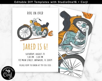 Editable Motorcycle Invitation Motorcycle Birthday Motorcycle Invite Riding Motorcycle Party Ride on Over Harley Birthday MT01