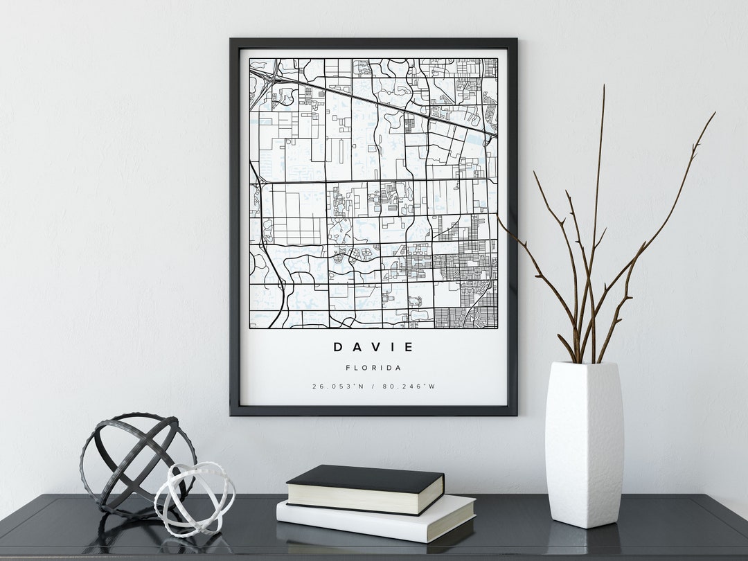 Davie Map, Florida Map, Davie City Map, Town of Davie Map, Davie Poster