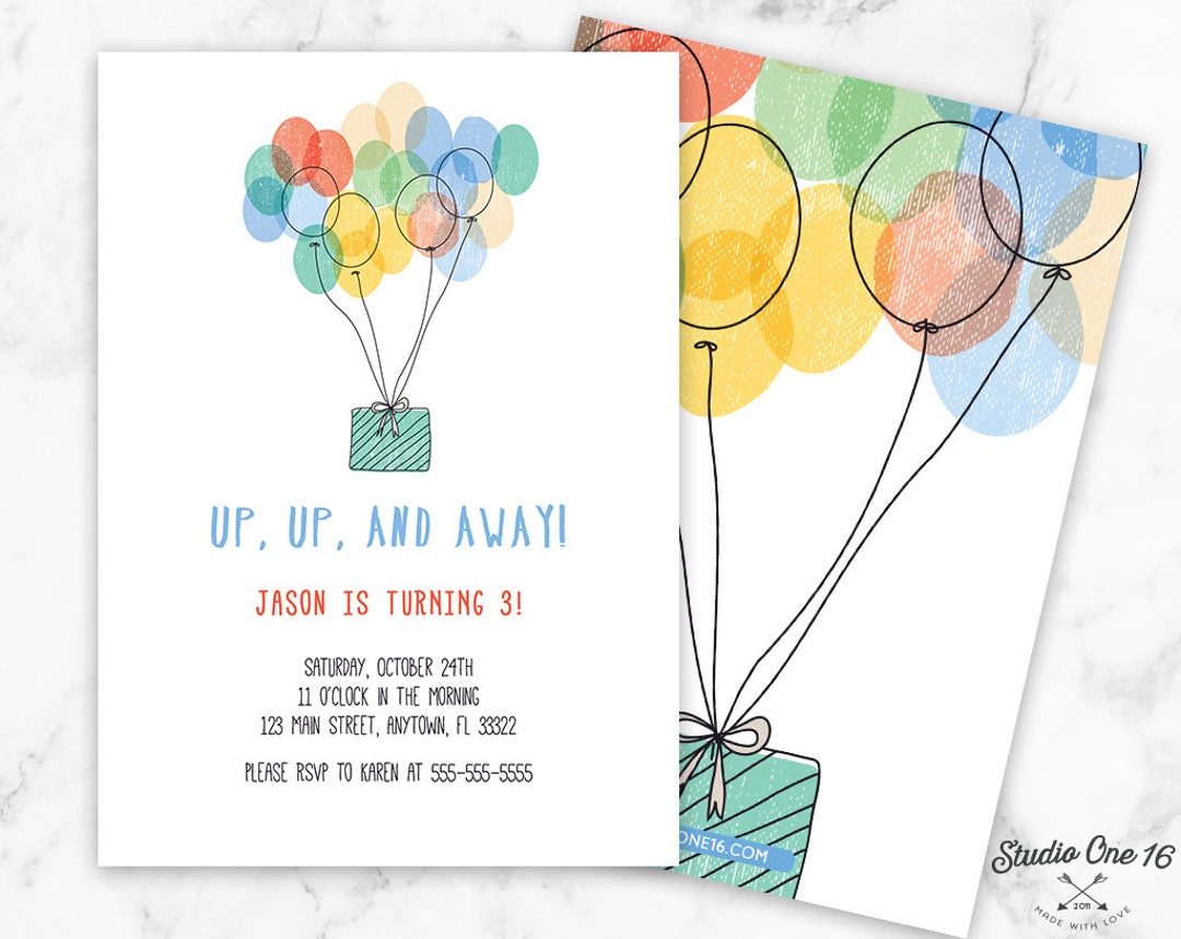 Balloon Birthday Invitation, Balloon Invitation, Balloon Party Invite