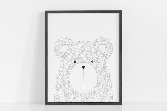 Bear Print, Bear Printable, Bear Wall Art, Animal Print, Bear Decor, Bear Poster, Bear Art Nursery, Kids Wall Art, Minimal Wall Art, Bear