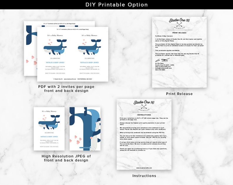 Whale Invitation It/'s a Boy Invite Baby Whale Invitation Whale Baby Shower Invitation Whale Invite Baby Sprinkle Baby Whale Invite