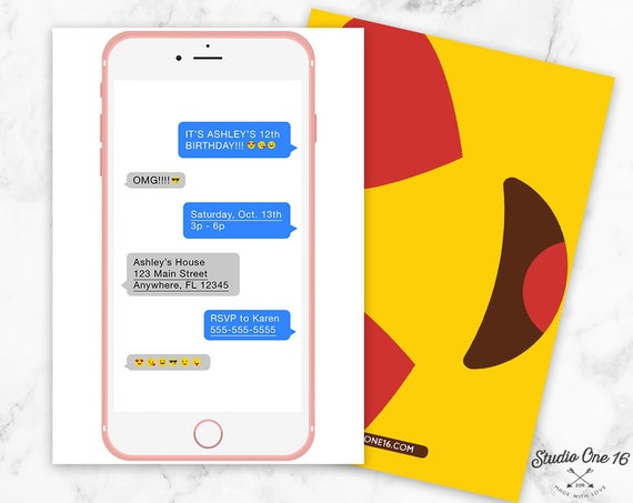 text message birthday invitation text message invitation etsy