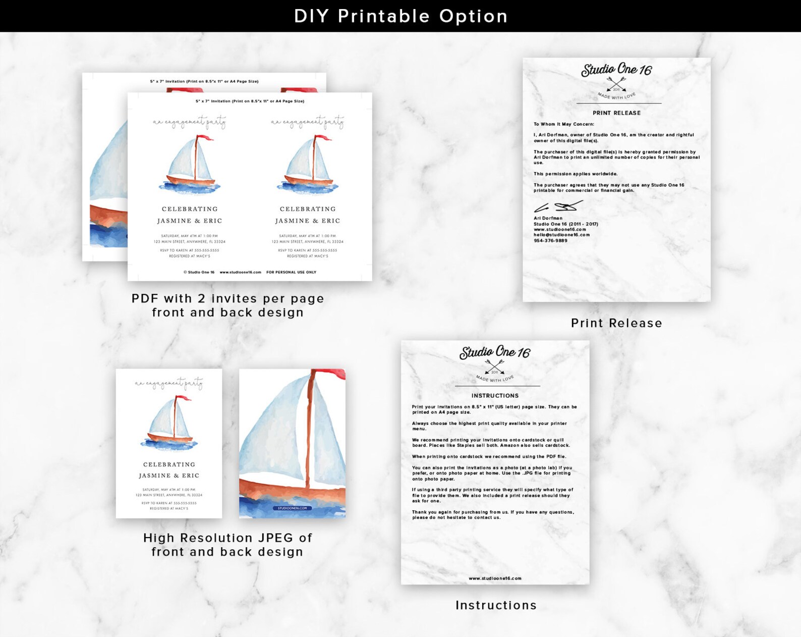 Sailboat Engagement Invitation Nautical Engagement Etsy