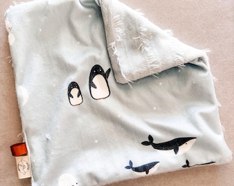 LOVEY SIZE - Cuddle Luxe Ultra Soft Minky Baby Blanket - Arctic Animals