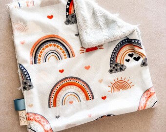 LOVEY SIZE - Cuddle Luxe Ultra Soft Minky Baby Blanket - Rainbows