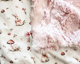 Cuddle Luxe Ultra Soft Minky Baby Blanket - Pink Easter Bunnies