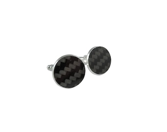 Venus II Real Carbon Fiber Cufflinks, Men's Gifts, Men's Apparel, Groomsmen, Timeless, Corporate, Wedding, Birthday, Prepreg processing