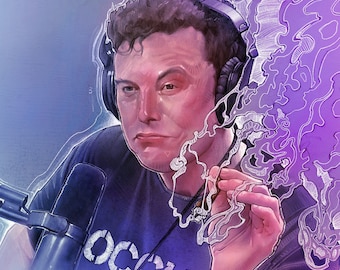 Plakat z paleniem Elona Muska - Właściciel SpaceX i Tesli oraz słynny człowiek MEME