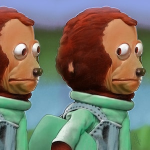 Awkward Look Monkey Puppet Poster Print
