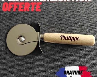 Cortador de pizza con mango de madera personalizado (grabado gratuito), envío rápido desde Francia, ¡descuentos por volumen disponibles!