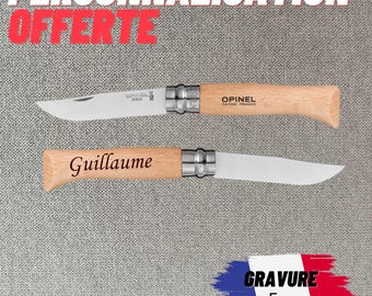 Couteau de poche Opinel numéro 8 avec manche personnalisé (gravure offerte), Expédition rapide depuis la France, tarifs dégressifs !