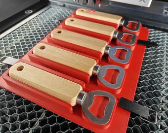 Plantilla para abrebotellas con mango de madera, personalizada con grabado láser (compatible con Xtool M1, M1 Ultra, P2, P2S, F1...)