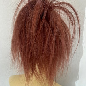 Natural  red (33) ponytail human yaki  hair scrunchie 8 inches