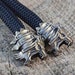 Paracord tips "Fist of Kratos" - brass and sterling silver tips for paracord knife lanyard edc.