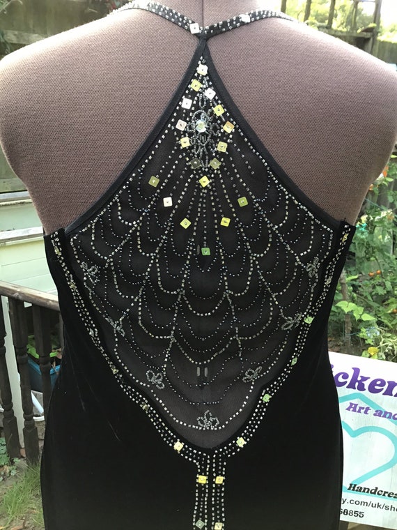 Stunning 1920’s style long velvet beaded low back