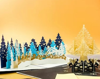 Carte - Cartes de voeux 3D pop up arbre de Noël, carte découpée au laser avec enveloppe pour Noël, cartes de Noël faites main