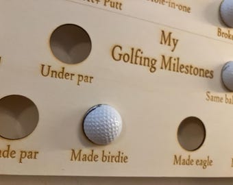 Panneau d'affichage personnalisé des jalons de golf - Plaque murale de réussite de balle de golf