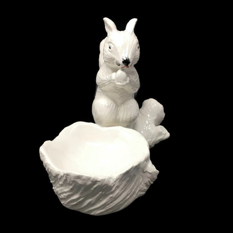 Vintage White Squirrel Nut Bowl Candy Dish MidCentury Etsy