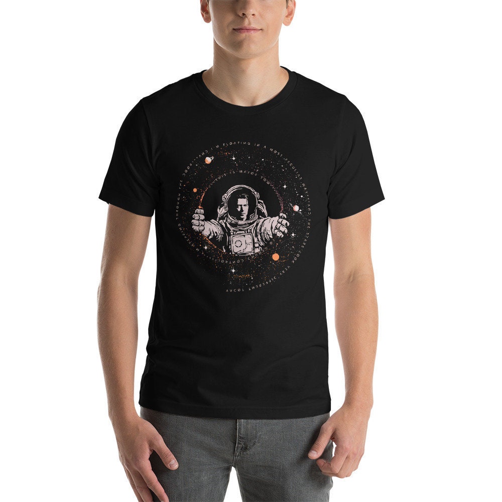 Major Tom J T-shirt voor heren, Ziggy David Ground Control Bowie Music Stardust, wit, L