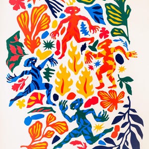 Siebdruck - Begegnung im Kaleidoskopwald 50 x 70 cm