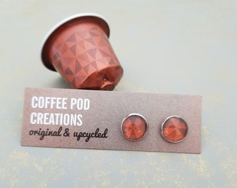 Eco-friendly Stud Earrings Handmade by Coffee Pod Creations, Sustainable Jewellery,  Unique Gift, Eco Friendly Gift, World Collection Range