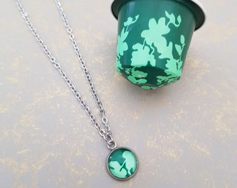 Upcycled Green Pendant, Silver Chain, Handmade Eco Friendly Gift by Coffee Pod Creations, Unique Gifts for Her, Sustainable Style