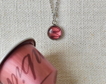 Upcycled Pink Pendant, Handmade by Coffee Pod Creations, Recycled aluminum, Eco Friendly Gift, Unique Gifts for Her, Sustainable Style