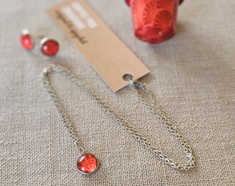 Upcycled Red Pendant, Handmade by Coffee Pod Creations,  Recycled Metals, Eco-friendly Gift, Sustainable Style. Unique Gifts for Her
