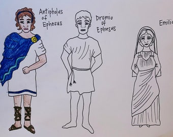 Color-Your-Own "The Comedy of Errors" Shakespeare popsicle puppets