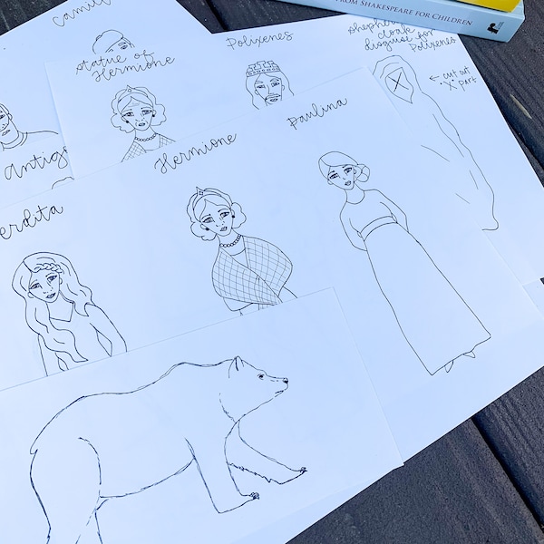 Color-Your-Own The Winter's Tale Shakespeare popsicle puppets