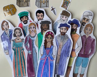 Bundle of "The Merchant of Venice" Shakespeare popsicle puppets