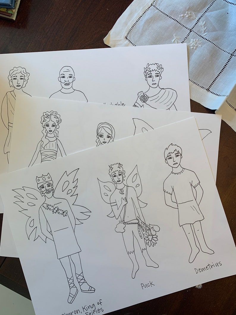 Color-Your-Own A Midsummer Nights Dream Shakespeare popsicle puppets image 4