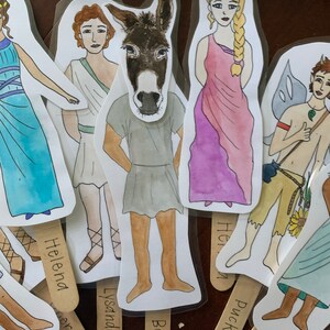 Bundle of A Midsummer Night’s Dream Shakespeare popsicle puppets: water colored and color-your-own image 3