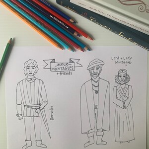 Colorea tus propios títeres de paleta de Shakespeare de Romeo y Julieta imagen 4
