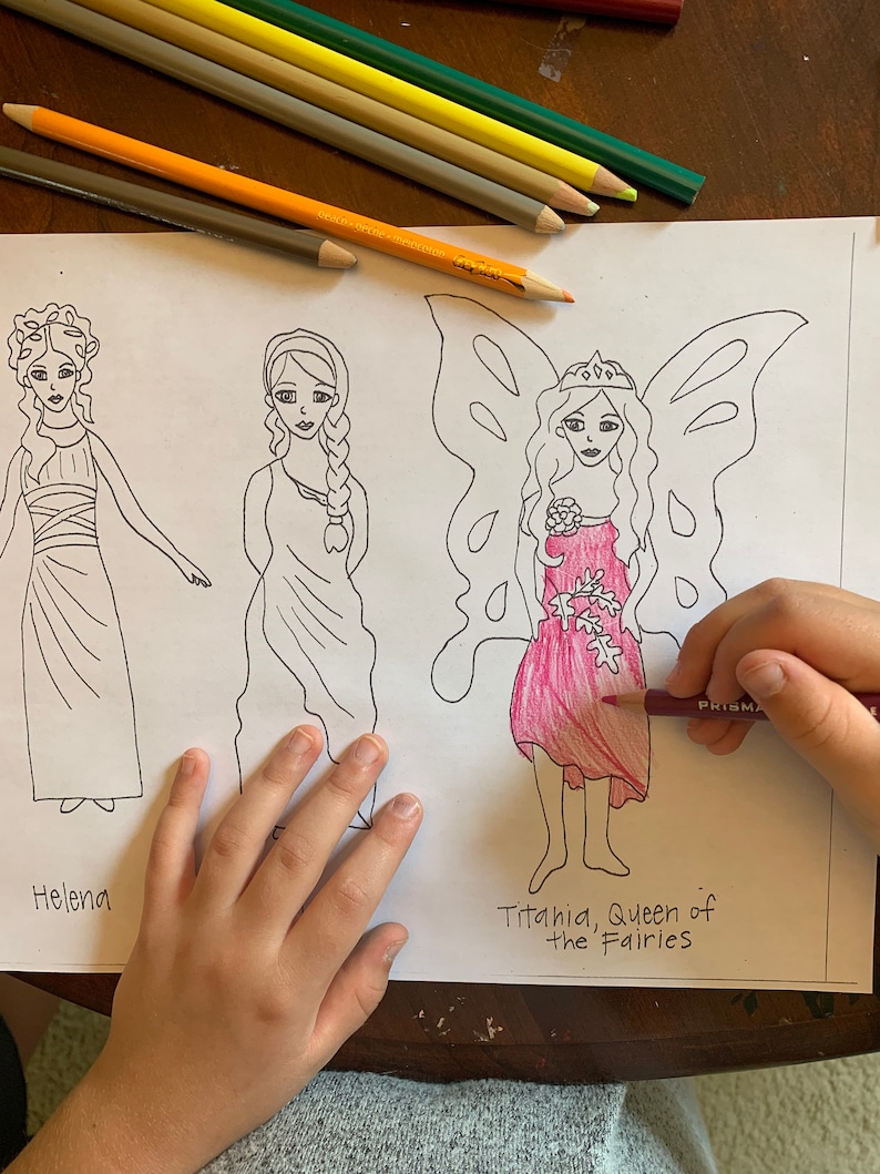 Color-Your-Own A Midsummer Nights Dream Shakespeare popsicle puppets image 2
