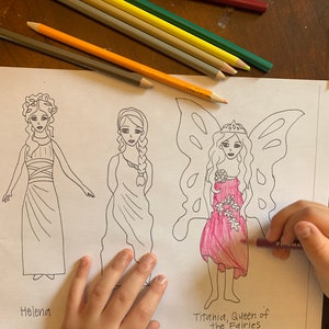Bundle of A Midsummer Night’s Dream Shakespeare popsicle puppets: water colored and color-your-own image 4