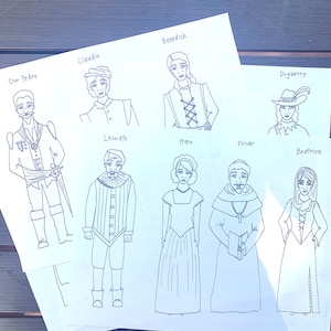 Color-Your-Own "Much Ado About Nothing" Shakespeare popsicle puppets