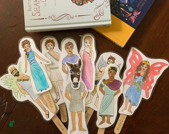 Bundle of A Midsummer Night’s Dream Shakespeare popsicle puppets: water colored and color-your-own