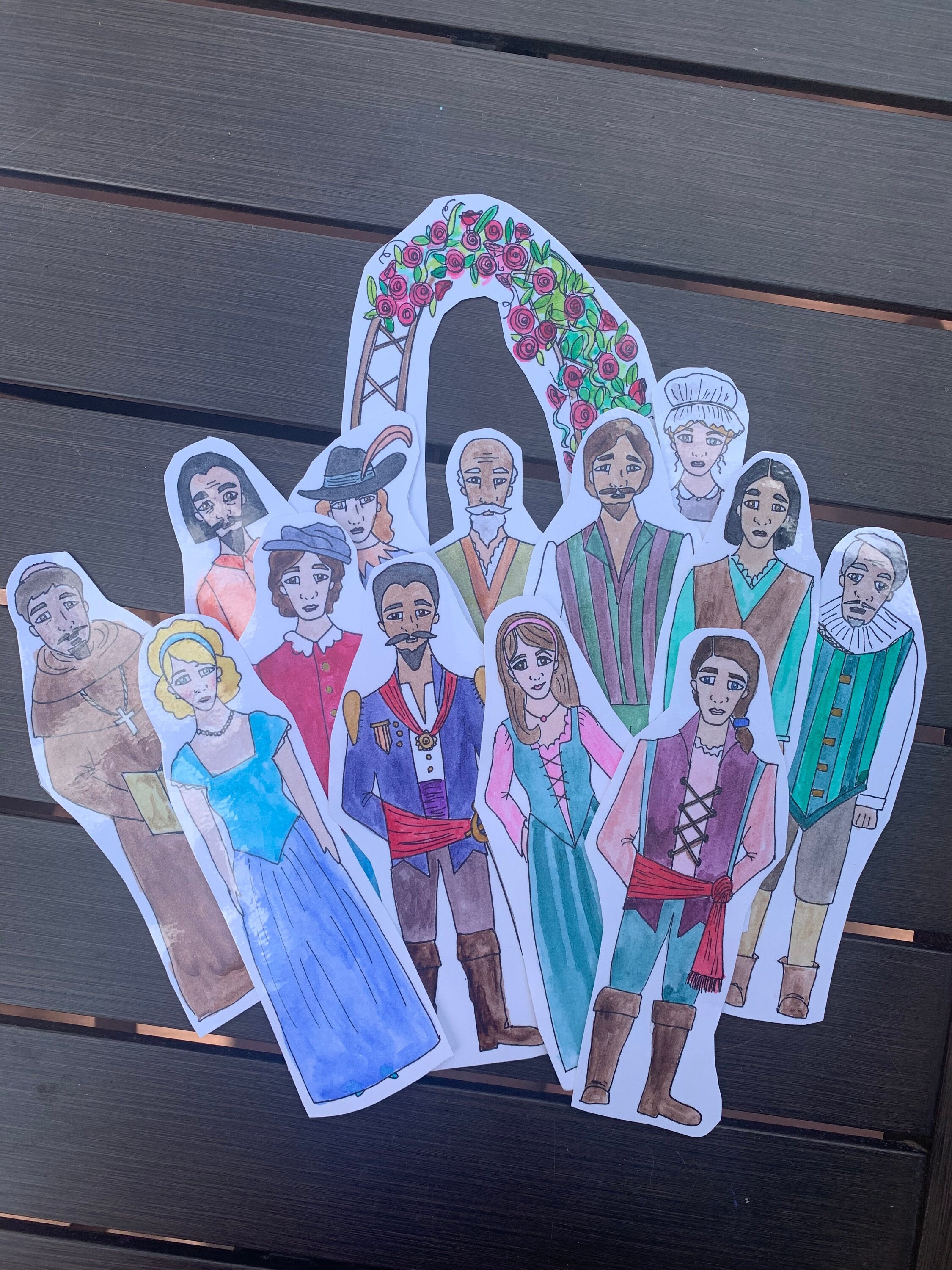 Konvolut 'Much Ado about nothing' Shakespeare Puppen: aquarelliert UND zum selbst ausmalen